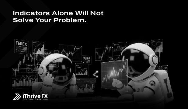 Astronauts discussing trading indicators' limitations.